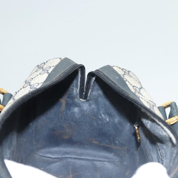 GUCCI GG Supreme Sherry Line Hand Bag PVC Navy Gold Red Auth 132074