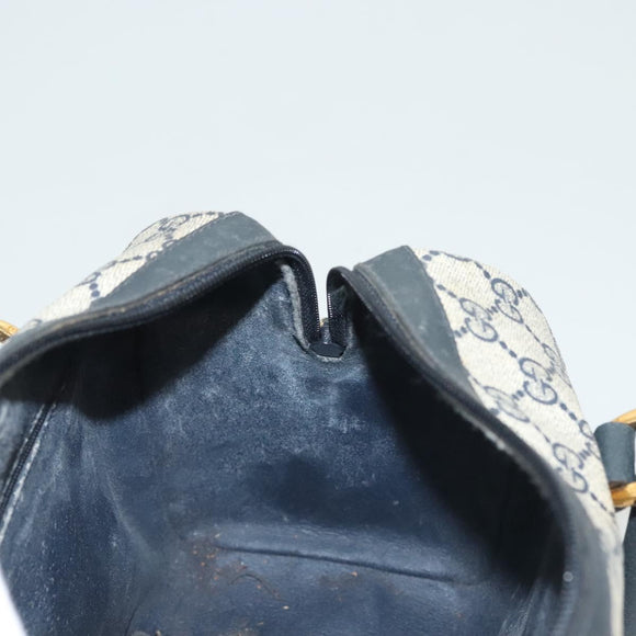 GUCCI GG Supreme Sherry Line Hand Bag PVC Navy Gold Red Auth 132074