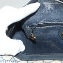 GUCCI GG Supreme Sherry Line Hand Bag PVC Navy Gold Red Auth 132074-22