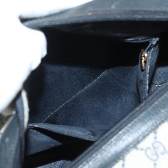 GUCCI GG Supreme Sherry Line Hand Bag PVC Navy Gold Red Auth 132074