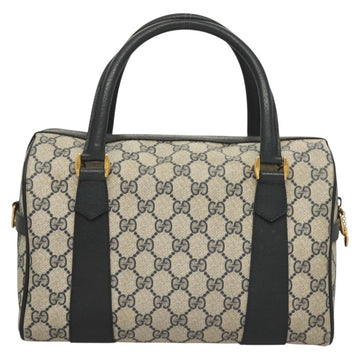 GUCCI GG Supreme Sherry Line Hand Bag PVC Navy Gold Red Auth 132074 - 0