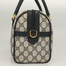 GUCCI GG Supreme Sherry Line Hand Bag PVC Navy Gold Red Auth 132074-3