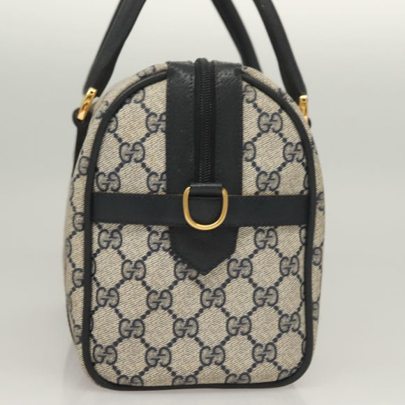 GUCCI GG Supreme Sherry Line Hand Bag PVC Navy Gold Red Auth 132074