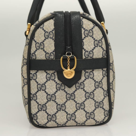 GUCCI GG Supreme Sherry Line Hand Bag PVC Navy Gold Red Auth 132074