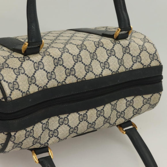 GUCCI GG Supreme Sherry Line Hand Bag PVC Navy Gold Red Auth 132074