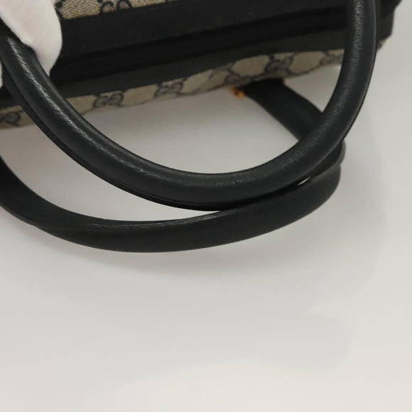 GUCCI GG Supreme Sherry Line Hand Bag PVC Navy Gold Red Auth 132074