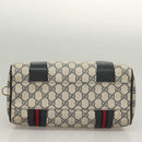 GUCCI GG Supreme Sherry Line Hand Bag PVC Navy Gold Red Auth 132074-5