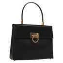 Salvatore Ferragamo Gancini Hand Bag Leather Black Gold Auth 132079-1