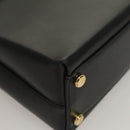 Salvatore Ferragamo Gancini Hand Bag Leather Black Gold Auth 132079-10