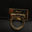 Salvatore Ferragamo Gancini Hand Bag Leather Black Gold Auth 132079-14