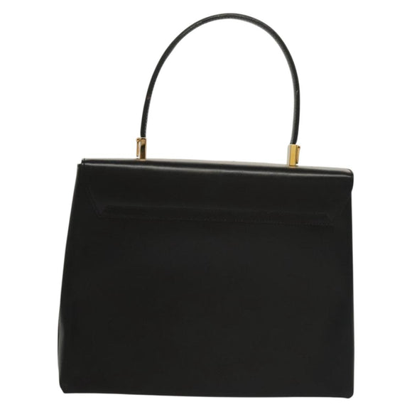 Salvatore Ferragamo Gancini Hand Bag Leather Black Gold Auth 132079