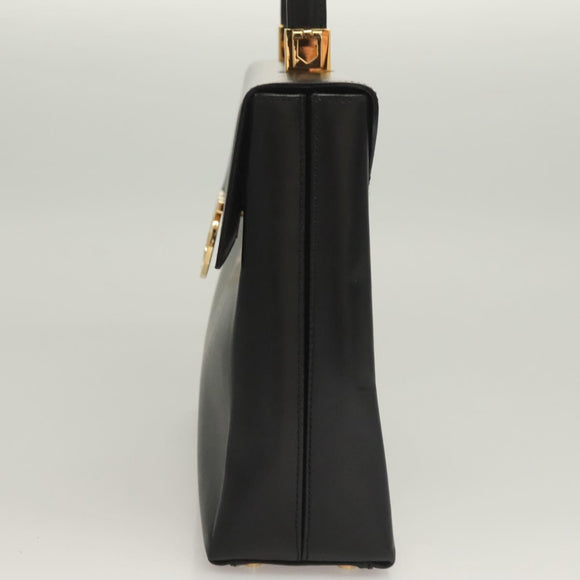 Salvatore Ferragamo Gancini Hand Bag Leather Black Gold Auth 132079