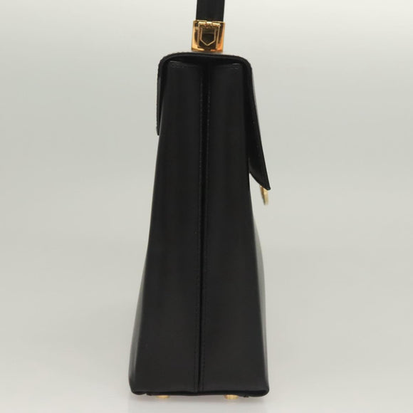 Salvatore Ferragamo Gancini Hand Bag Leather Black Gold Auth 132079