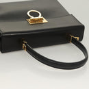 Salvatore Ferragamo Gancini Hand Bag Leather Black Gold Auth 132079-6