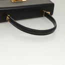 Salvatore Ferragamo Gancini Hand Bag Leather Black Gold Auth 132079-7