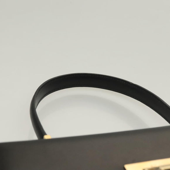 Salvatore Ferragamo Gancini Hand Bag Leather Black Gold Auth 132079