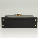 Salvatore Ferragamo Gancini Hand Bag Leather Black Gold Auth 132079-9