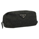PRADA Pouch Wool Black Auth 132085-1