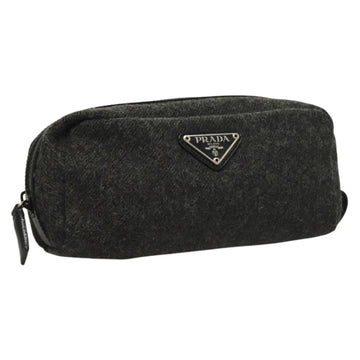PRADA Pouch Wool Black Auth 132085