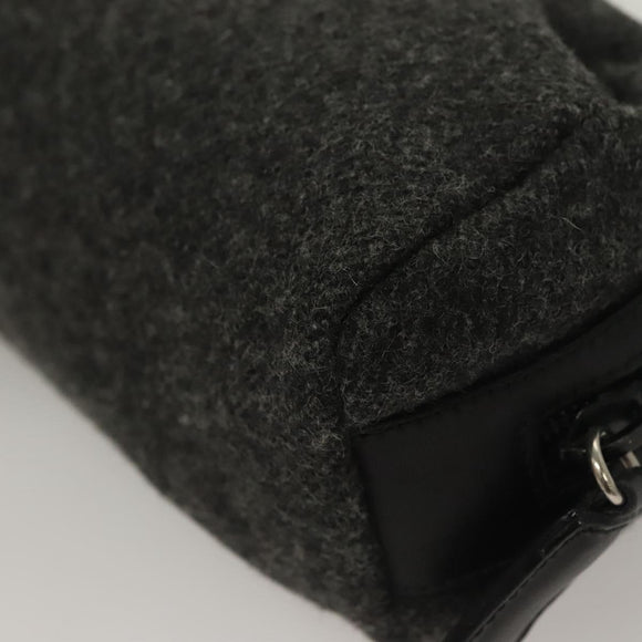 PRADA Pouch Wool Black Auth 132085