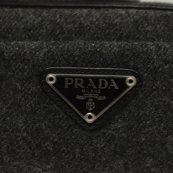 PRADA Pouch Wool Black Auth 132085