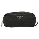 PRADA Pouch Wool Black Auth 132085-13