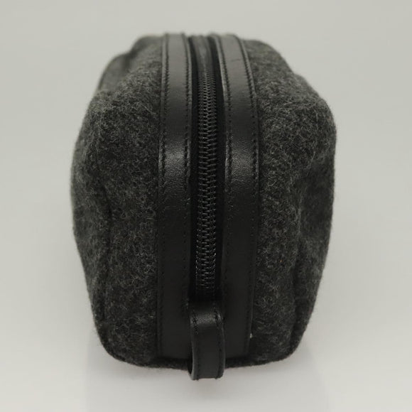 PRADA Pouch Wool Black Auth 132085