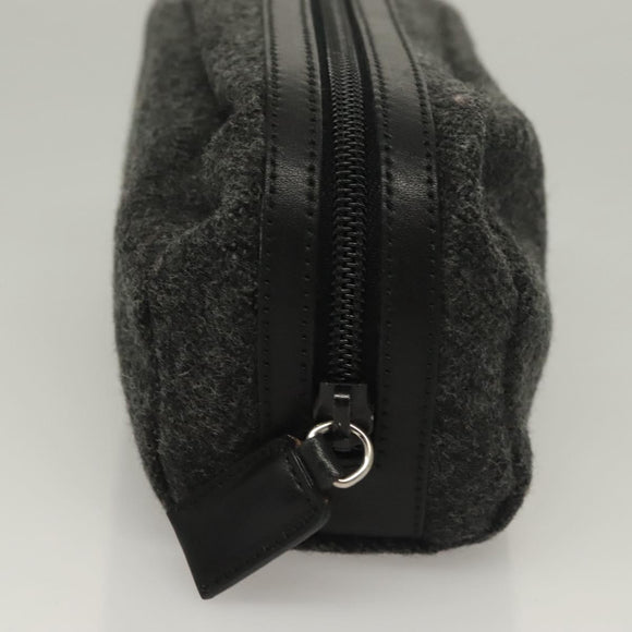 PRADA Pouch Wool Black Auth 132085
