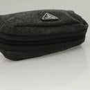 PRADA Pouch Wool Black Auth 132085-5