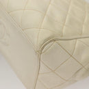 CHANEL Matelasse Chain Shoulder Bag Caviar Skin White Gold CC Auth 132097-14