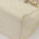 CHANEL Matelasse Chain Shoulder Bag Caviar Skin White Gold CC Auth 132097-16