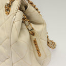 CHANEL Matelasse Chain Shoulder Bag Caviar Skin White Gold CC Auth 132097-10