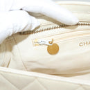 CHANEL Matelasse Chain Shoulder Bag Caviar Skin White Gold CC Auth 132097-20