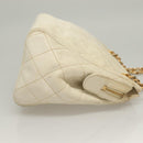 CHANEL Matelasse Chain Shoulder Bag Caviar Skin White Gold CC Auth 132097-3