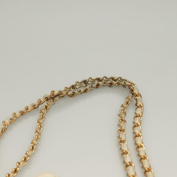 CHANEL Matelasse Chain Shoulder Bag Caviar Skin White Gold CC Auth 132097