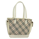 BURBERRY Nova Check Tote Bag Canvas Beige Silver Auth 132111-1