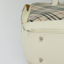 BURBERRY Nova Check Tote Bag Canvas Beige Silver Auth 132111-9