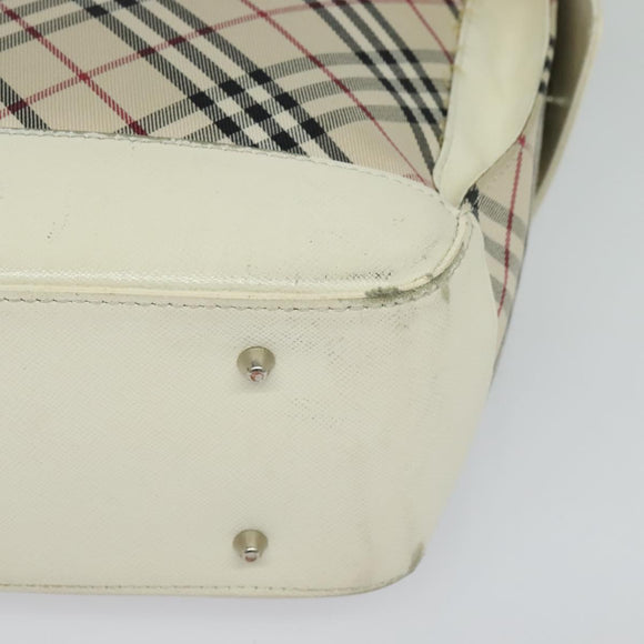 BURBERRY Nova Check Tote Bag Canvas Beige Silver Auth 132111