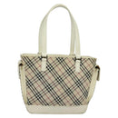 BURBERRY Nova Check Tote Bag Canvas Beige Silver Auth 132111-13