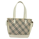 BURBERRY Nova Check Tote Bag Canvas Beige Silver Auth 132111-2