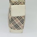 BURBERRY Nova Check Tote Bag Canvas Beige Silver Auth 132111-4
