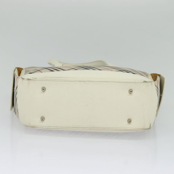 BURBERRY Nova Check Tote Bag Canvas Beige Silver Auth 132111