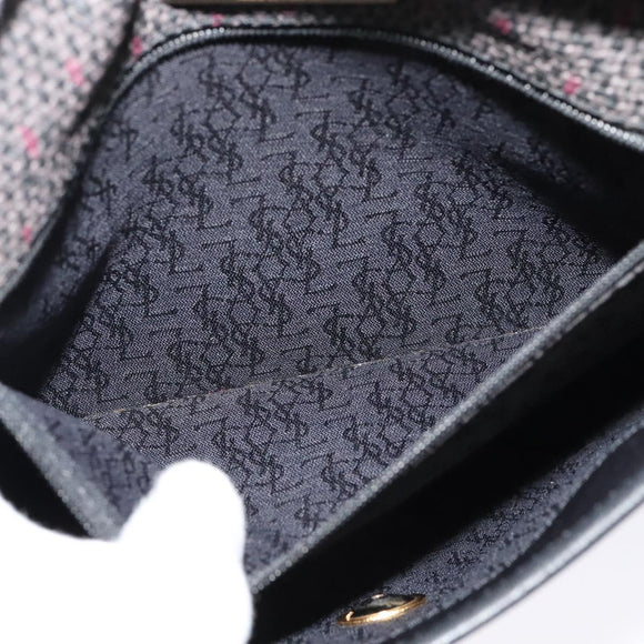 SAINT LAURENT Shoulder Bag PVC Gray Gold Auth 132120