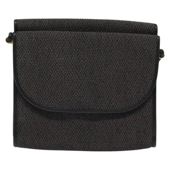 SAINT LAURENT Shoulder Bag PVC Gray Gold Auth 132120