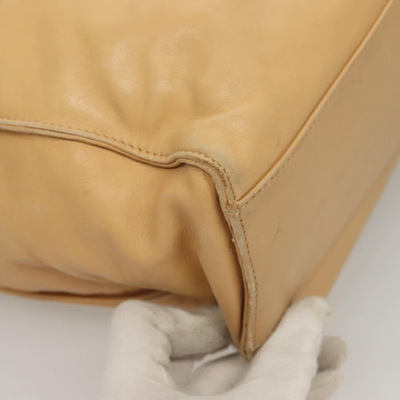 CHANEL COCO Mark Tote Bag Lamb Skin Beige Silver CC Auth 132122