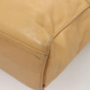 CHANEL COCO Mark Tote Bag Lamb Skin Beige Silver CC Auth 132122-15