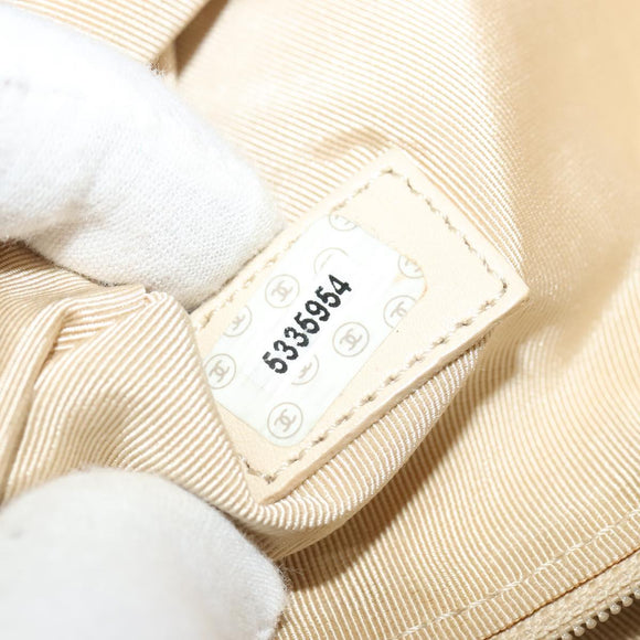 CHANEL COCO Mark Tote Bag Lamb Skin Beige Silver CC Auth 132122