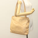 CHANEL COCO Mark Tote Bag Lamb Skin Beige Silver CC Auth 132122-25