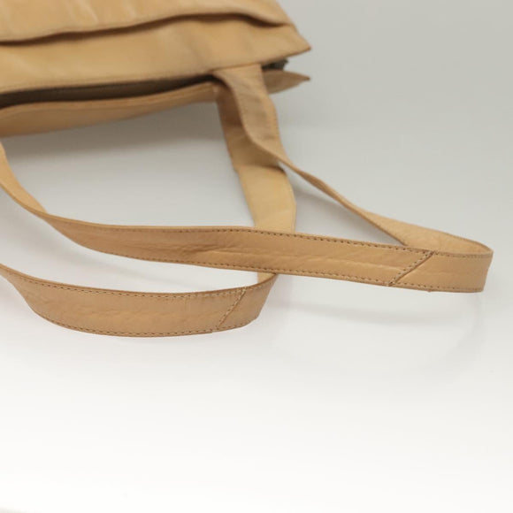 CHANEL COCO Mark Tote Bag Lamb Skin Beige Silver CC Auth 132122