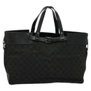 GUCCI GG Canvas Hand Bag Black Silver 106251 214397 Auth 132133-13